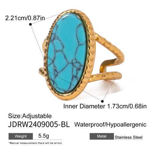 Stainless Steel Natural Stone Turquoise Ring ring