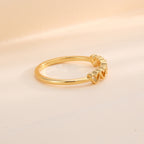 R0557 Minimalist Hollow Heart Connected Fashion Ring for Women Brass Gold Plated Cool Finger Ring