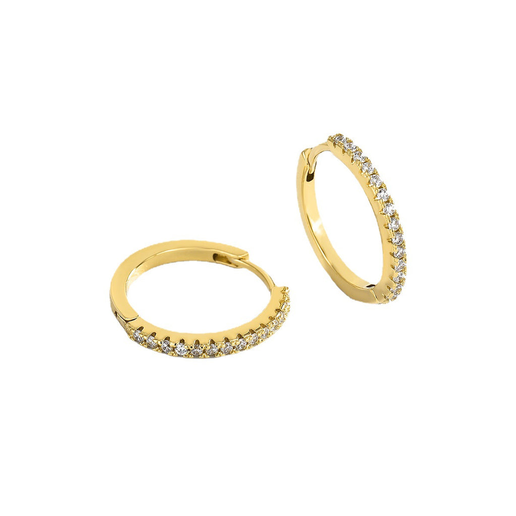 E0240 Earrings Gold-Plated Copper Micro-Paved Zircon Round Hoop Earrings Trendy Stud Earrings Jewelry