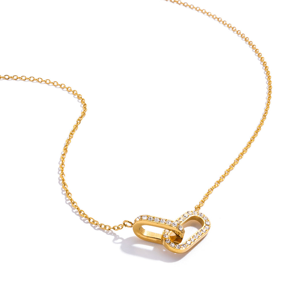 2H Zircon Necklace Women's Collarbone Chain Non-Fading Jewelry Stainless Steel