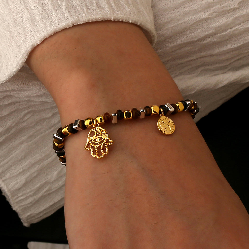 B0324 Fashion Natural Tiger Eye Stone Beaded Natural Stone Bracelet