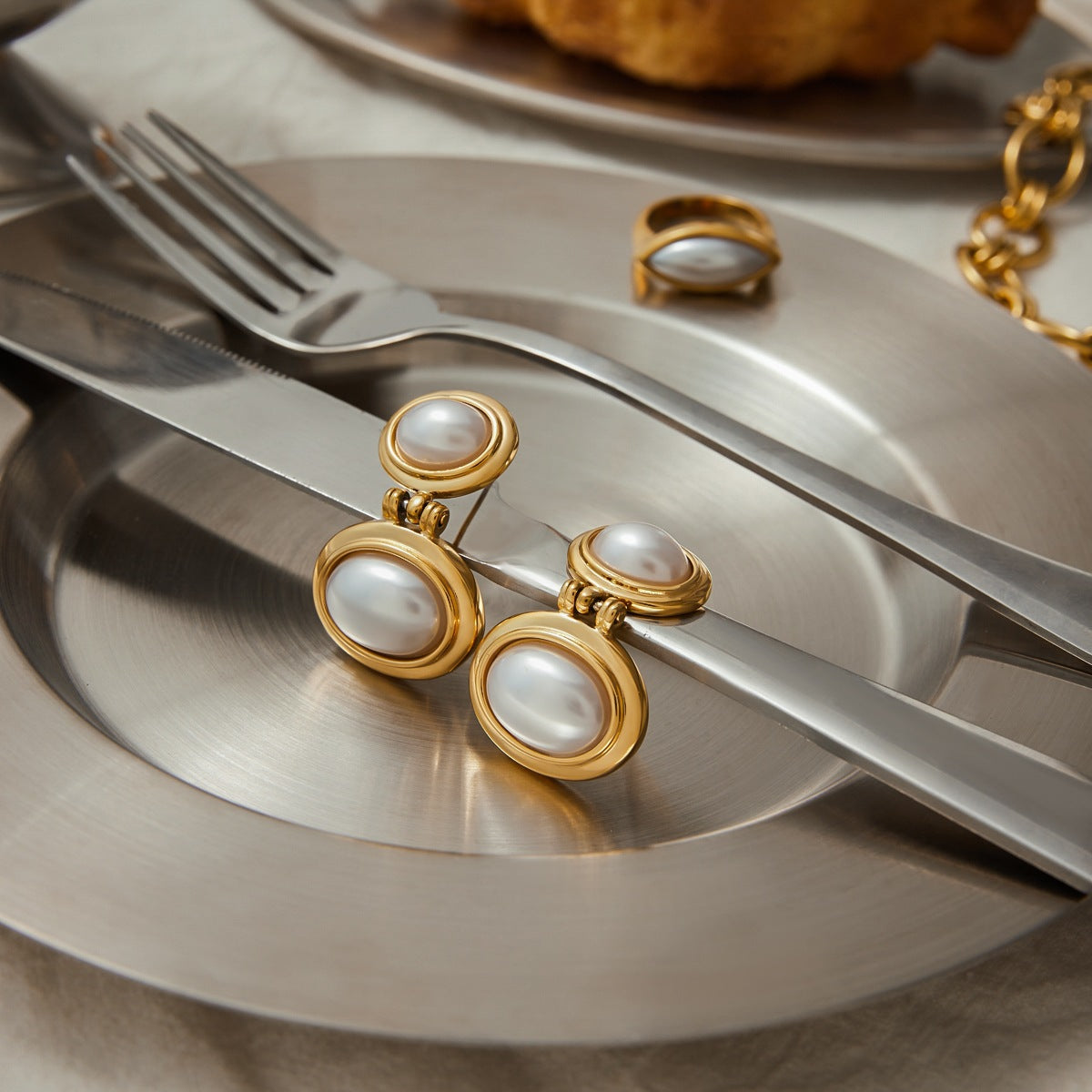 Pearl Earrings Stainless Steel Stud Earrings Women's Design Accessories