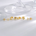 E0796 Minimalist Small Round Arc Lace Pyramid Heart-shaped Earring Set gold Cool Style Earrings