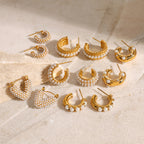 Stainless Steel c Shaped Earrings Pearl Stud Earrings Non-Fading Jewelry