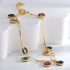 B0161 Fashion Colorful Circle Resin Bracelet for Women Brass Gold Plated Bohemian Style