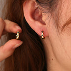 SE0322 925Silver Black Heart Splicing Hoop Earrings for Women New Trendy Design Summer Ear Accessories