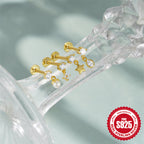 925Sterling Silver Five-Pointed Star Water Drop Inlaid Diamond Flat Head Threaded Piercing Ear Bone Stud Hot-Selling Pearl Earrings