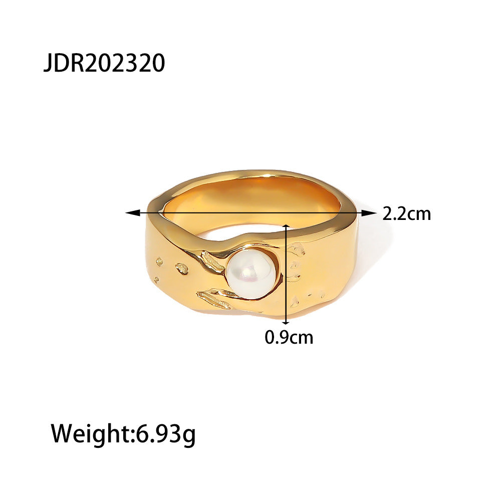 2H Stainless Steel Pearl Ring Ring Jewelry Does Not Fade rings