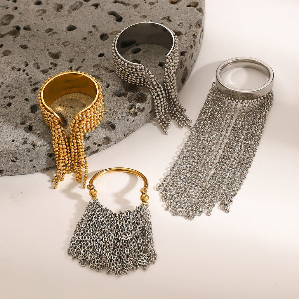 Stainless Steel Tassel Ring18k Goldware rings