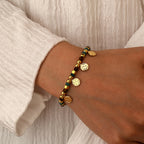 B0279 Round Beaded Bohemian Vintage Chalcedony Tiger Eye Stone Bracelet Trendy