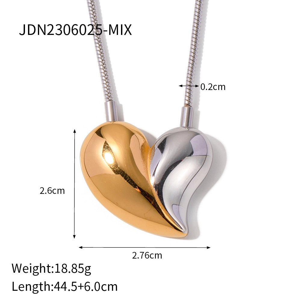 Stainless Steel Heart Pendant Necklace Collarbone Chain Jewelry necklace