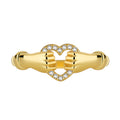 Gold-Plated Cubic Zirconia Heart Openwork Ring — surface finish detail