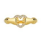 R0303 Fashionable Design Heart-shaped Ring for Women Micro-inlaid White Zircon Hollow Ring