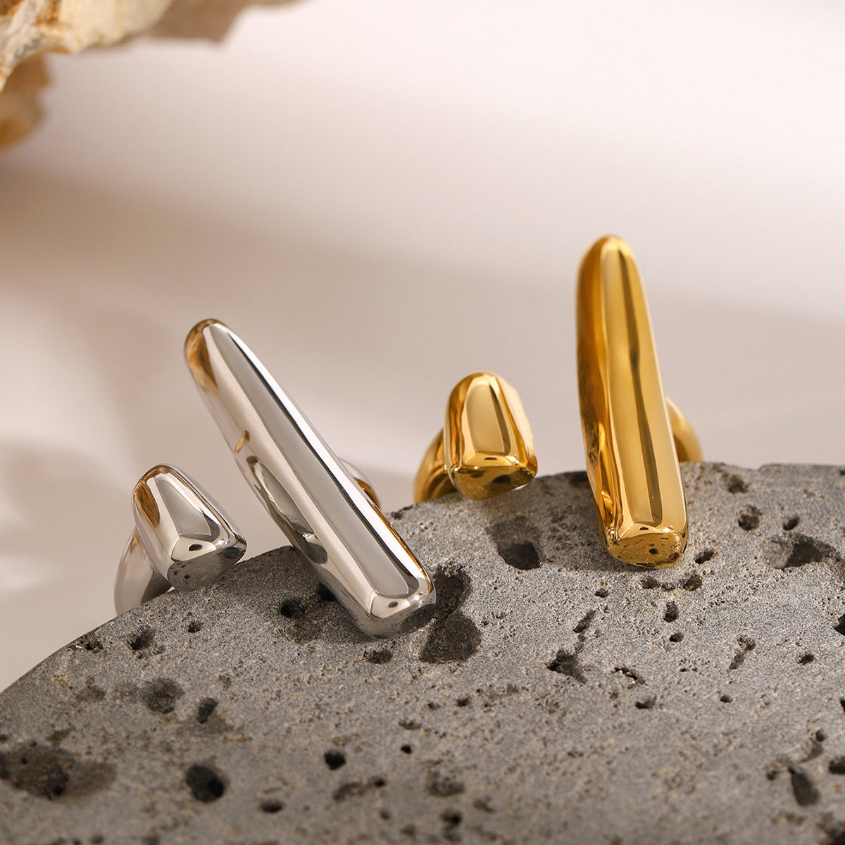 Stainless Steel Geometric Open Ring Exaggerated Item rings