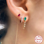 S925Sterling Silver Colorful Water Drop Zircon Earrings Hot Selling Tassel Diamond Chain Earrings Earrings Stud Earrings