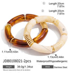 2H Resin Bracelet Stainless Steel Amber Acrylic Earrings Studs Jewelry
