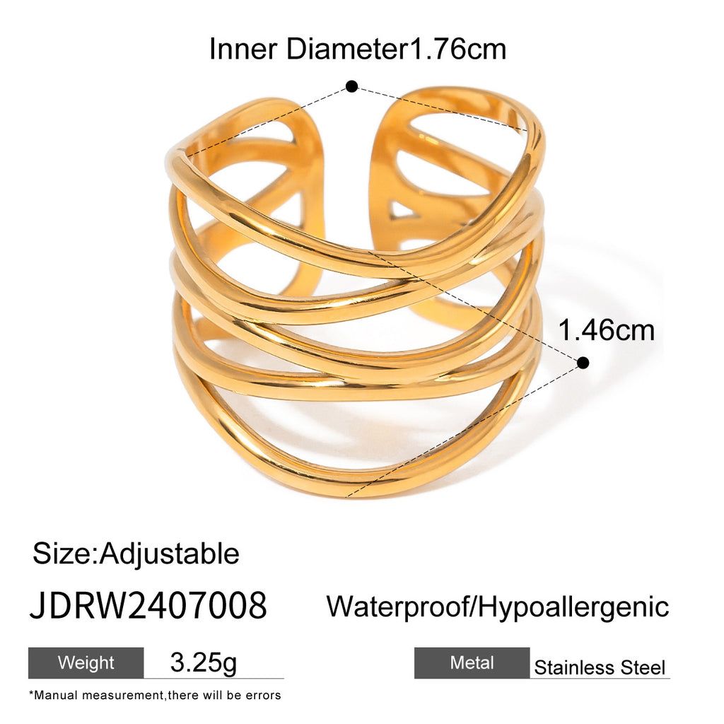 2H Non-fading Ring Female Design Gold-plated Stainless Steel Accessories