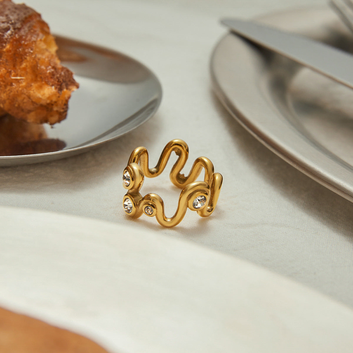 Zircon Ring Non-Fading Jewelry Stainless Steel Accessories rings