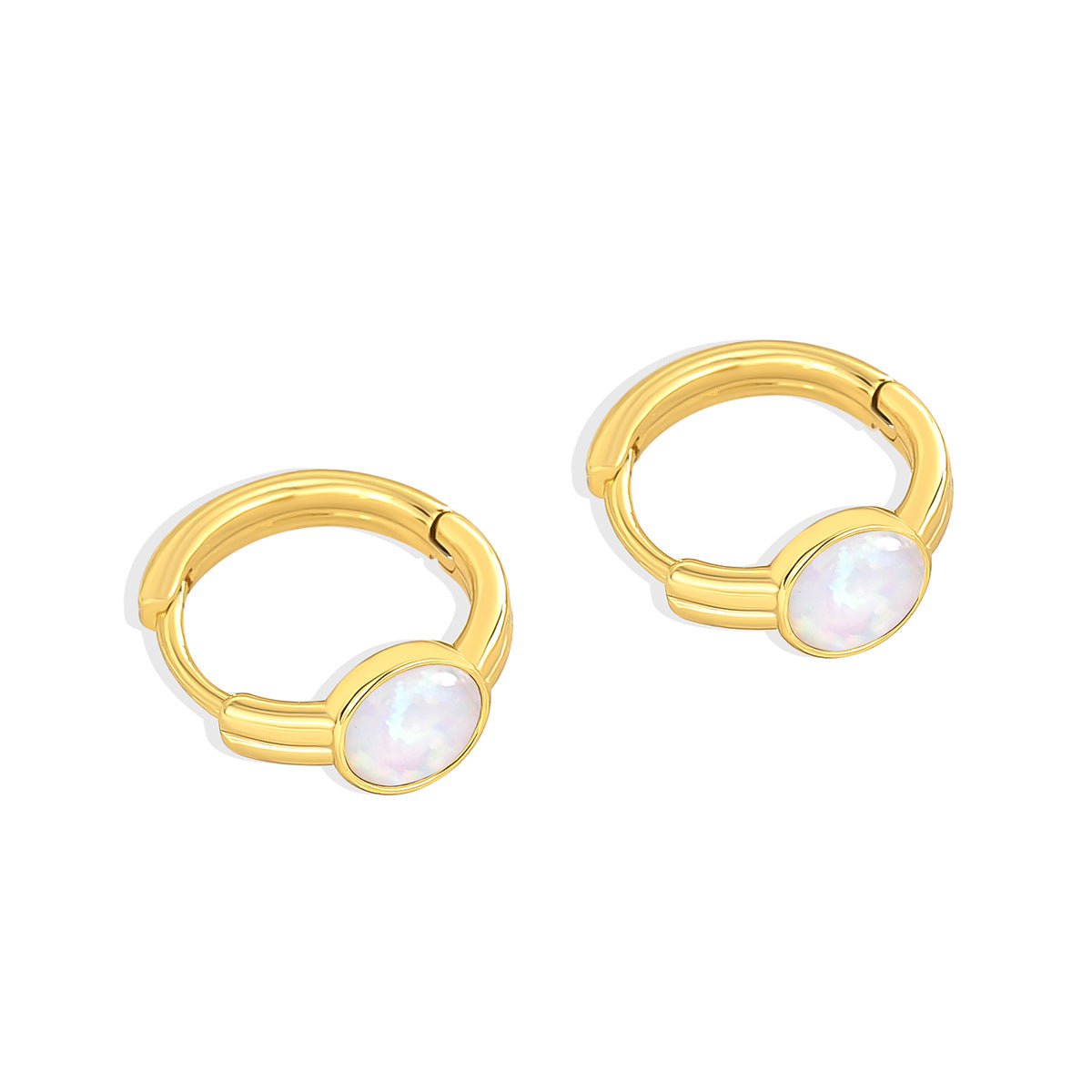 E0224 Foreign Trade Hot-Selling Opal Earrings Copper Plated Real Gold Imitation Opal Earrings Ear Clips for Women