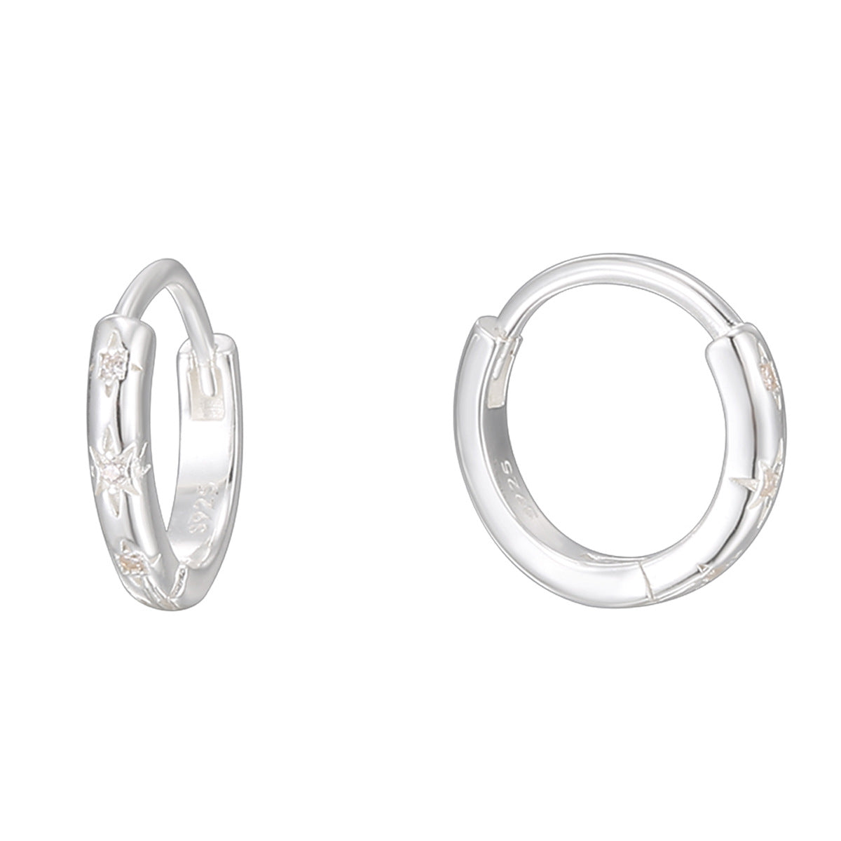 SE0259 S925Silver Star Circle Earrings Simple Zircon Earrings