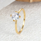 R0246Elegant Zircon Ring for Women Fashionable Diamond-Encrusted Four-Prong Crown Wedding Ring Ring