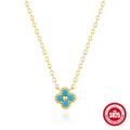 925 Sterling Silver Petal Inlaid Diamond Turquoise Necklace Set — collection product image 06