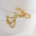 Gold-Plated Brass Pavé White CZ Ear Cuff Earrings with Cubic zirconia Detail with cubic zirconia design details