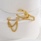 E0511 Korean Style Design Earrings Female Copper Plated Real Gold Micro Inlaid White Zircon Ear Clip