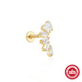 Zircon Tassel 925 Sterling Silver Cartilage Stud Earrings — surface finish close-up — alternate angle 2 — jewelry finish and design detail