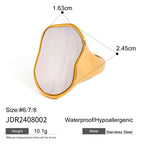 2H Imitation Pearl Heart Ring Non-Fading Stainless Steel Jewelry