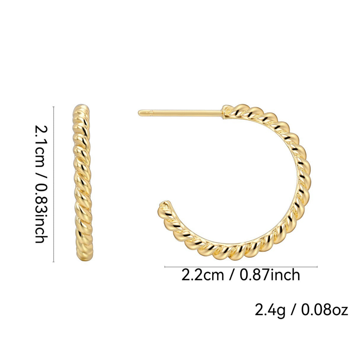 E0050 Spiral Pattern Half Open Earrings Jewelry New Version Ear Hoops Copper Gold Plated gold Ear Clips for Women
