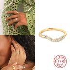 S925Sterling Silver Creative Wave Zircon Ring for Women Hot-Selling Diamond-Studded Index Finger Ring