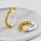 E0637 Lightweight Fashion Epoxy Earrings for Women Retro Simple Asymmetric Spliced Hoop Earrings