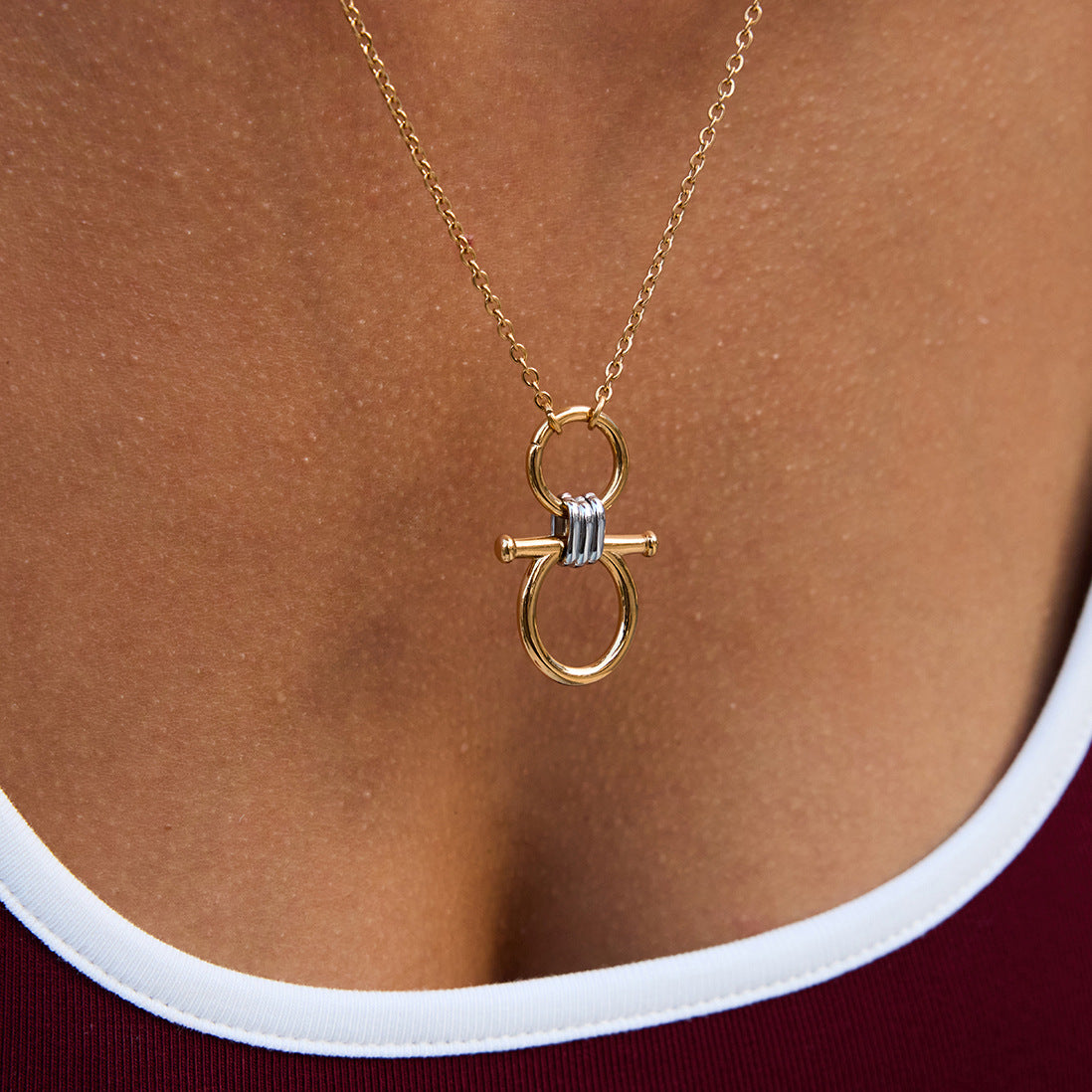 Original Color Block Necklace Women's Earrings Stainless Steel Bracelet Non-Fading Jewelry