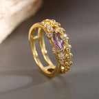 R0419 Elegant and fashionable purple zircon ring for women with micro-inlaid white zircon