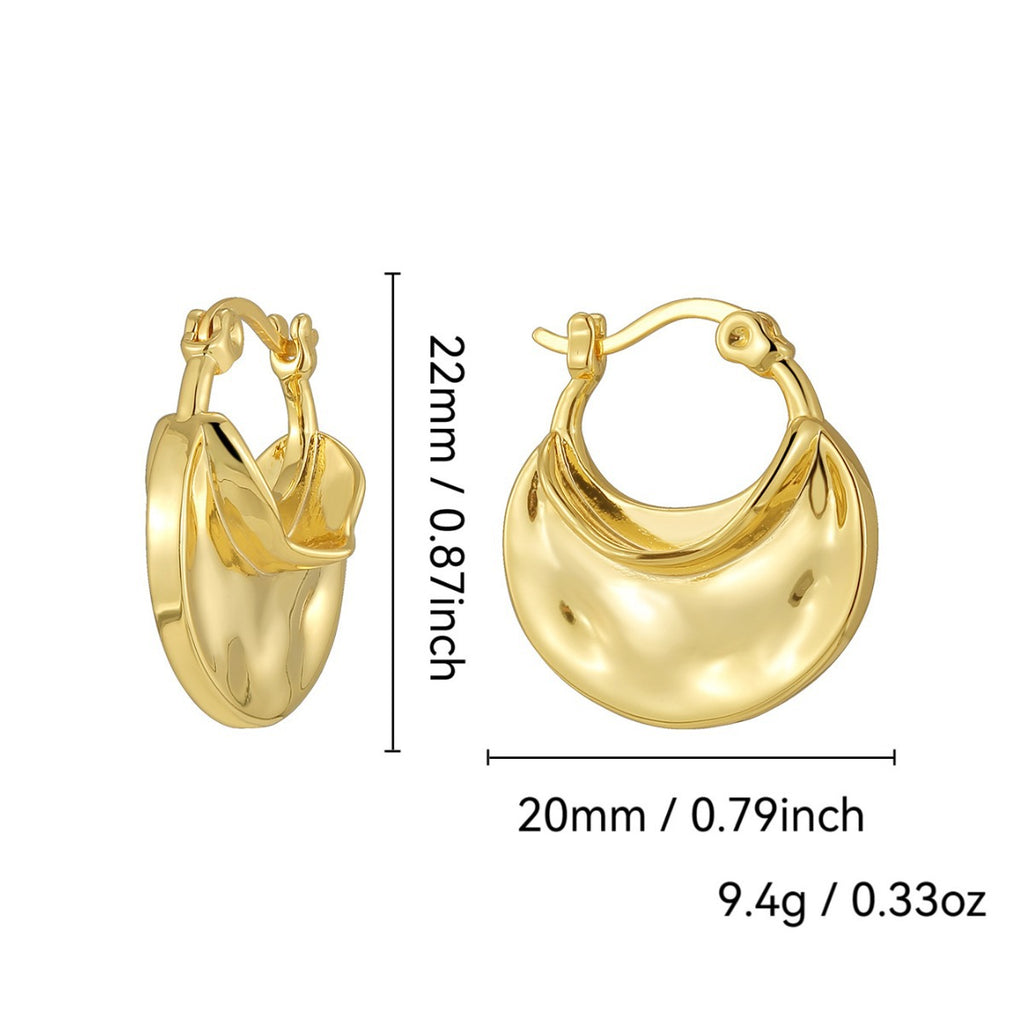 E0643 Minimalist Cool Style Design Gender-Neutral Earrings Copper Plated Real Gold Irregular Concave Ear Cuffs