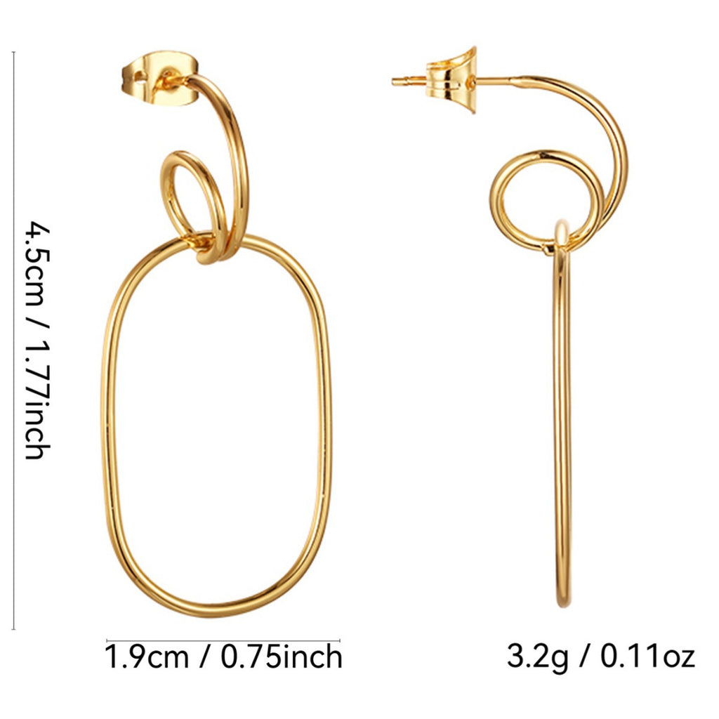 Gold-Plated Line Geometric Exaggerated Earrings for Women Simple Style gold Hoop Earrings