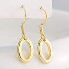 E0755 Autumn Accessories Hip-Hop Style Ear Hooks for Women Gold-Plated Hollow Oval Design Earrings