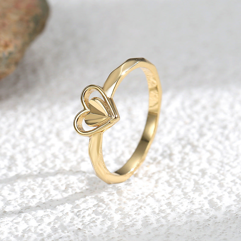 R0219 Love Ring Plating18K Gold Ring Carved Heart Wedding Women's Heart-Shaped Ring