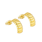 E0285 Foreign Trade18K Gold-Plated Wave Stud Earrings for Women Wave Texture Earrings Trendy Metal Ear Jewelry