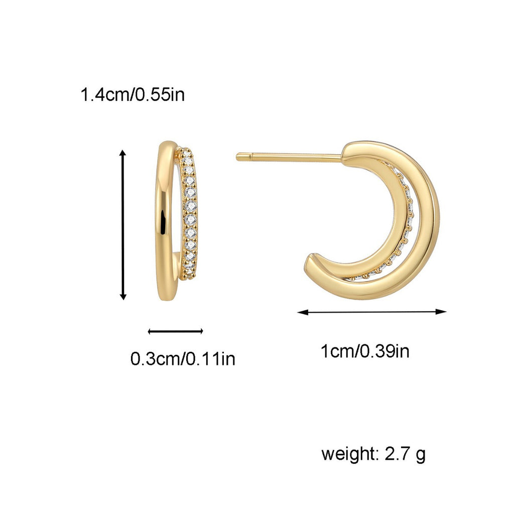 E0286 Vintage Medieval Style Romantic Elegant Double Layer Earrings Brass Plated18k Fashionable Earrings