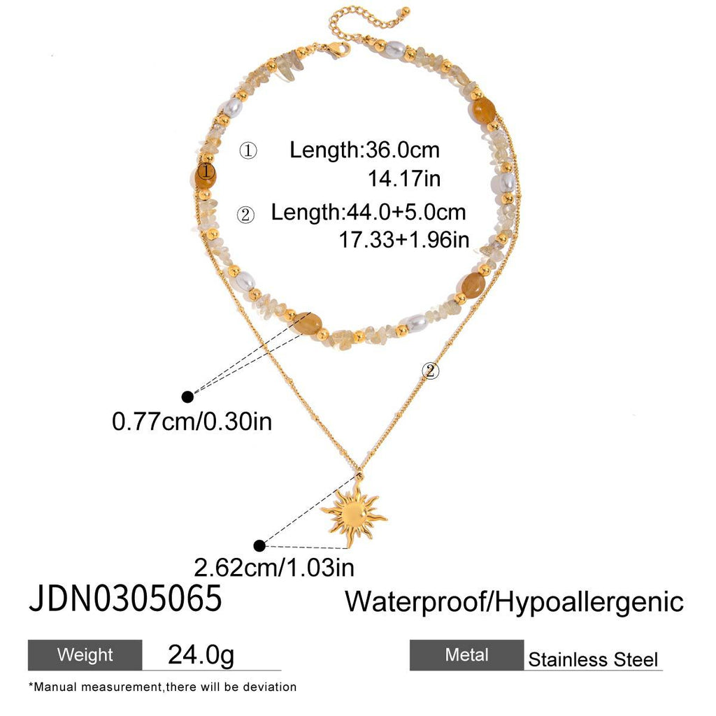 Original Design Necklace Collarbone Chain Stainless Steel Sun Earrings Jewelry for Women