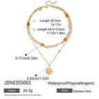 Original Design Necklace Collarbone Chain Stainless Steel Sun Earrings Jewelry for Women