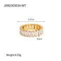 Cubic Zirconia Gold-Tone Stainless Steel Ring — Sleek Contour featuring cubic zirconia and a gold-tone finish