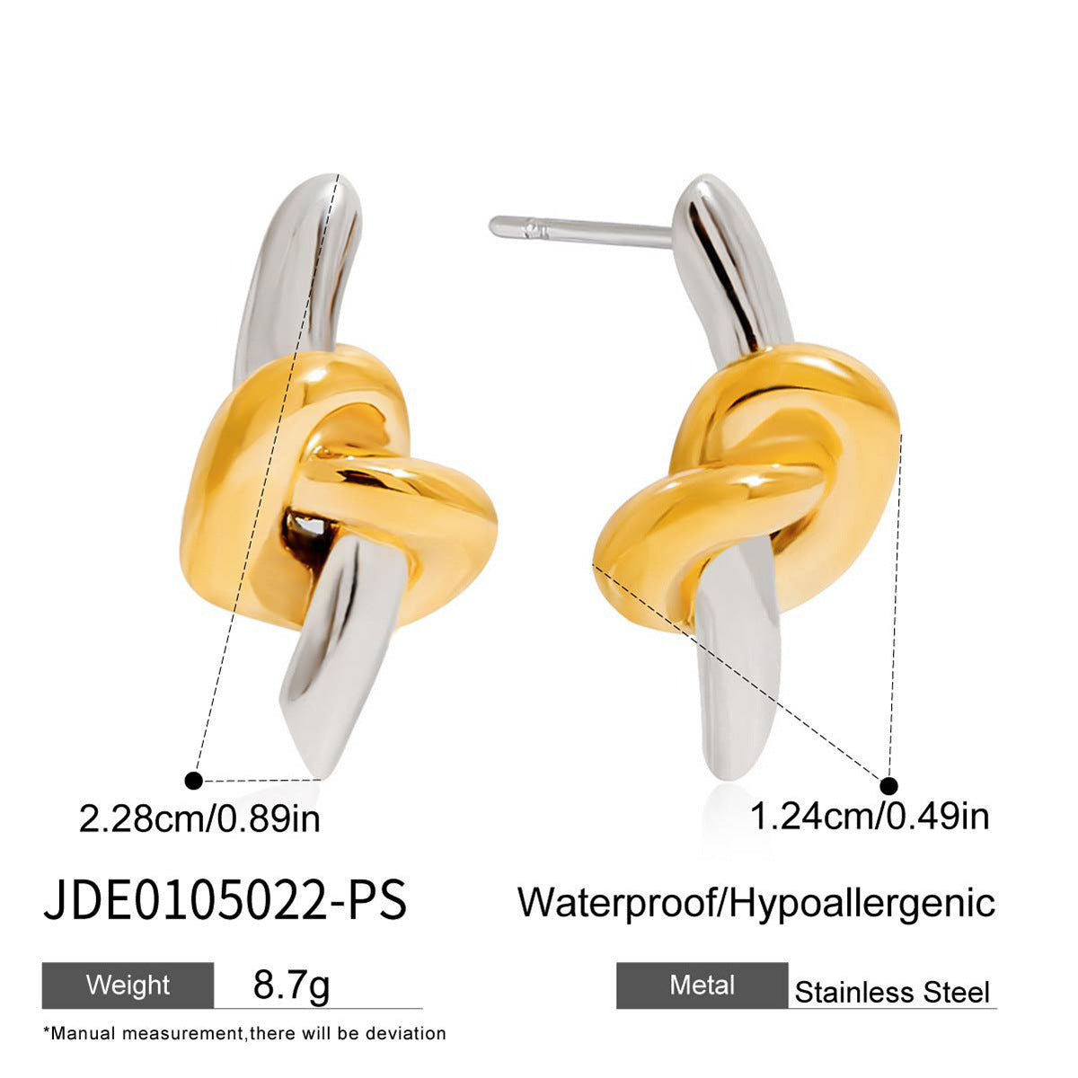 Original Knot Design Stainless Steel Earrings Non-Fading Jewelry for Women