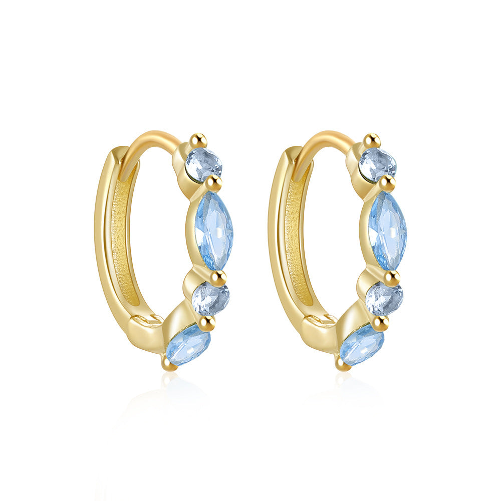 S925Sterling Silver Classic Simple Diamond-Encrusted Hoop Earrings Hot-Selling Water Drop Zircon Earrings for Women