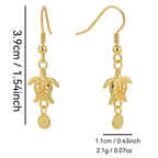 E0741 Creative Fashion Design Turtle Ear Hooks for Women Copper Gold Plated Ocean Elements Inlaid Pearl Earrings