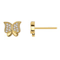 Gold-Plated Brass Butterfly Bow CZ Earrings styled for independent jewelry boutiques