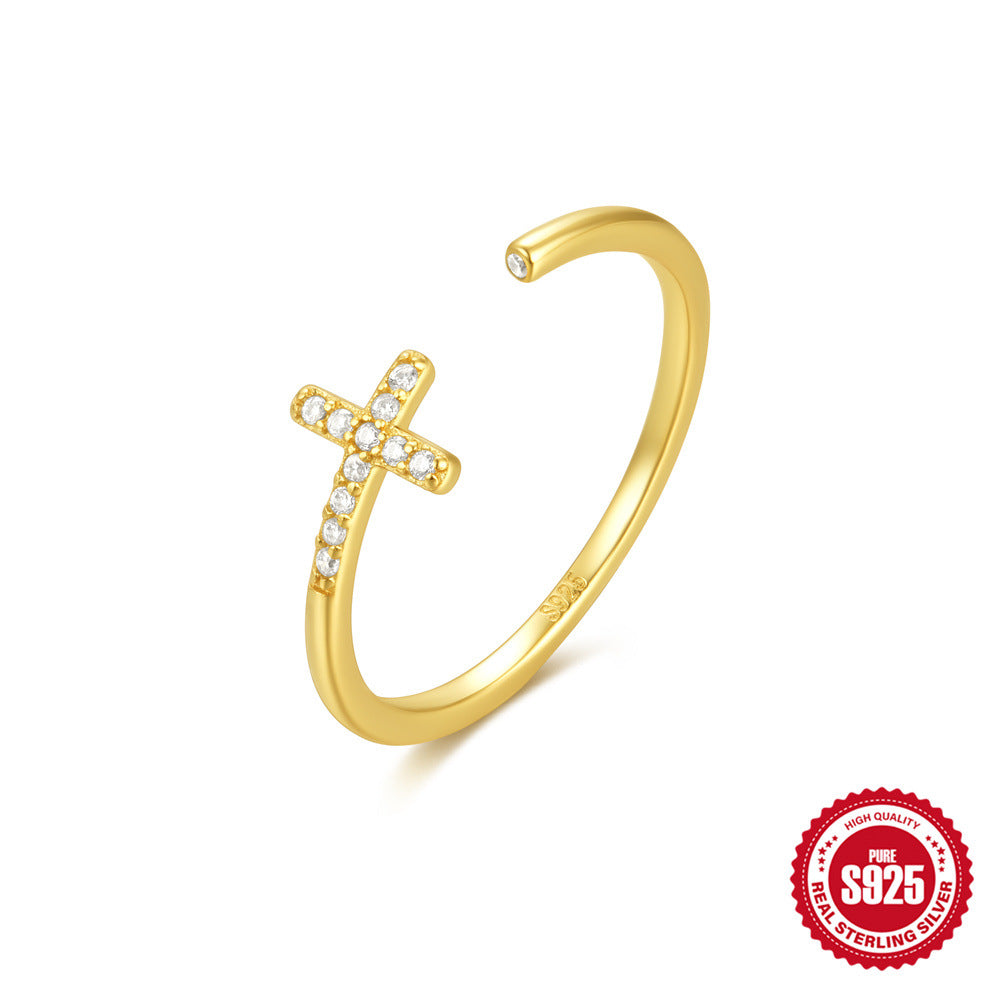 S925Sterling Silver Curved Petal Single Row Diamond Luxury Stacked Open Ring Hot Selling Index Finger Ring