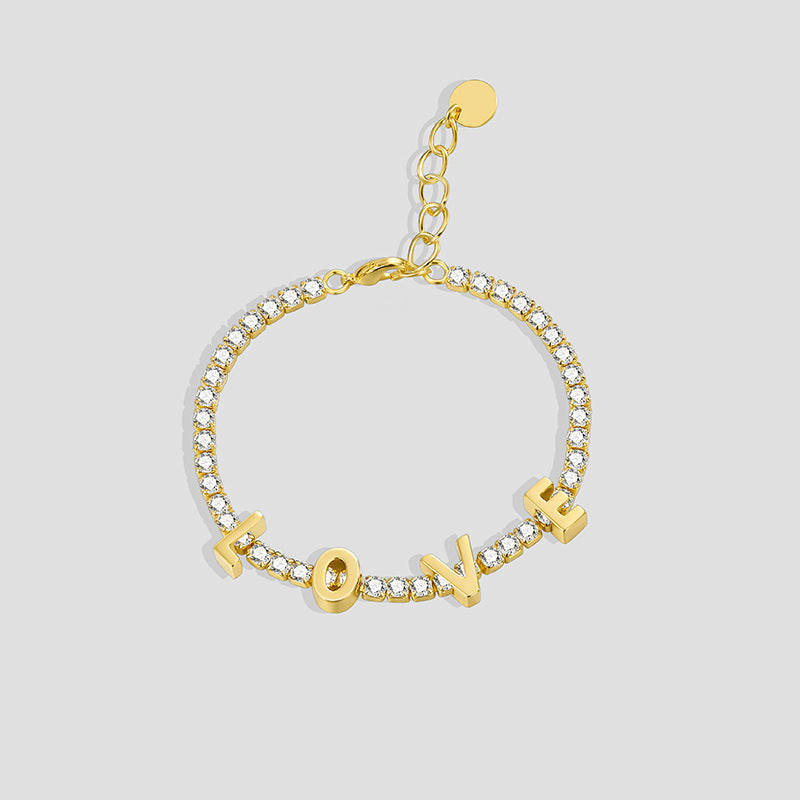 B0138 French Romantic Fashion Design Love Couple Bracelet Women's Holiday Gift Micro-encrusted Zirconia Chain